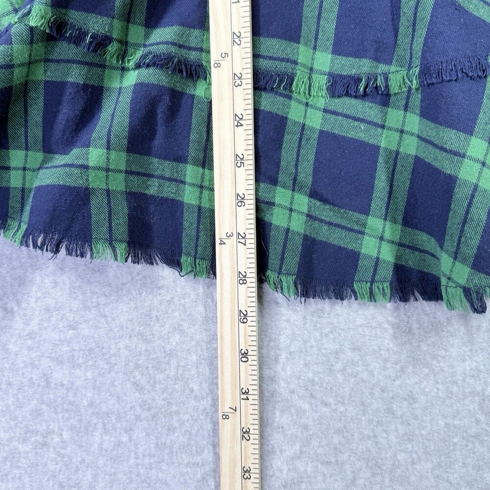 Joan Rivers Flannel Peplum Shirt Sz 12 Green Blue Cotton Plaid Button Down - Picture 11 of 13